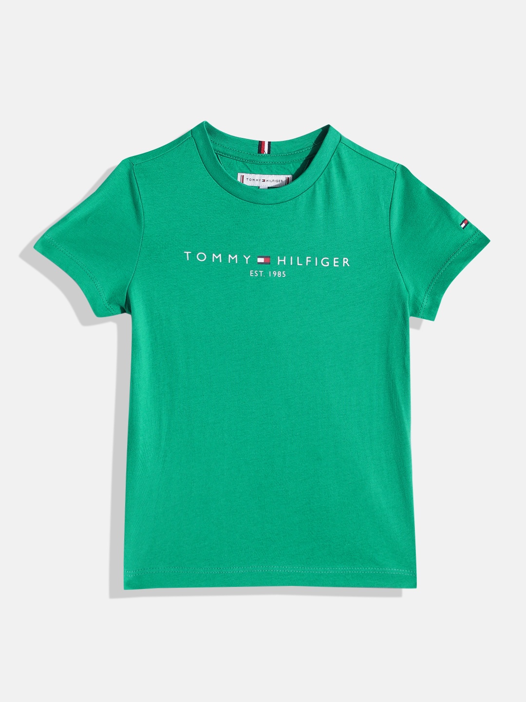 

Tommy Hilfiger Boys Pure Cotton Brand Logo Printed T-shirt, Green