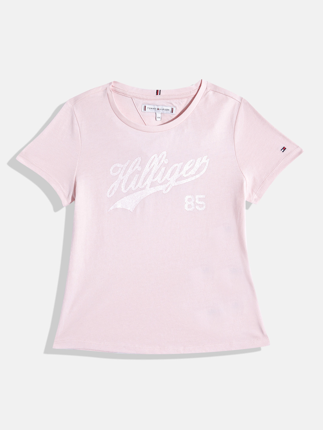 

Tommy Hilfiger Girls Brand Logo Printed T-shirt, Pink