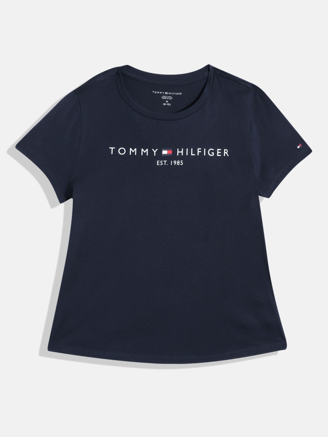 

Tommy Hilfiger Girls Brand Logo Print Pure Cotton T-shirt, Navy blue