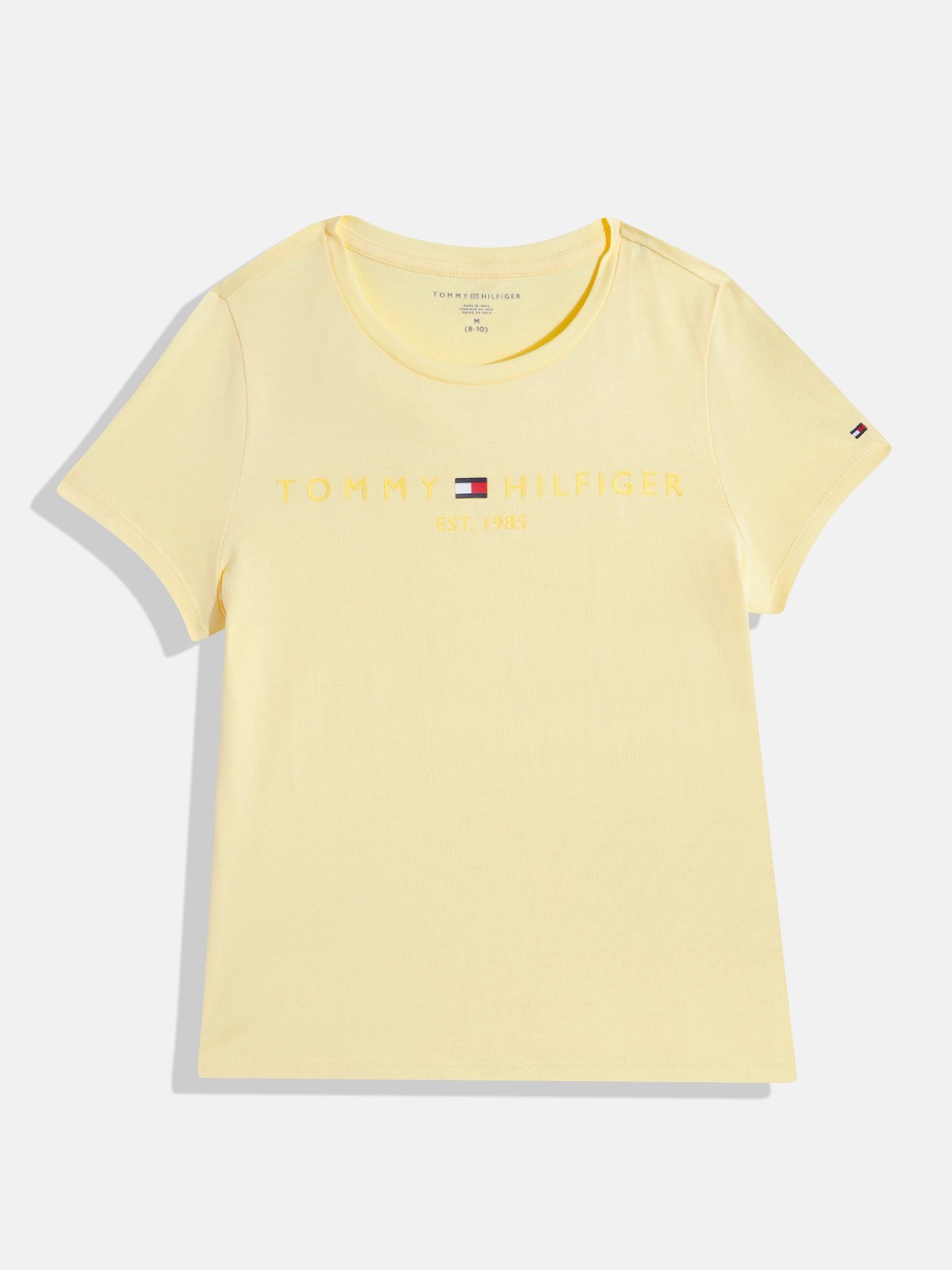 

Tommy Hilfiger Girls Brand Logo Detail Pure Cotton T-shirt, Yellow