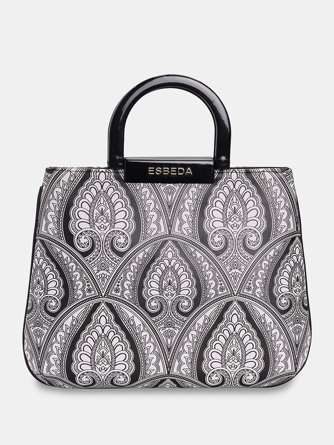 

ESBEDA Mandala Art Graphic Printed Oversized Structured Handheld Bag, Black