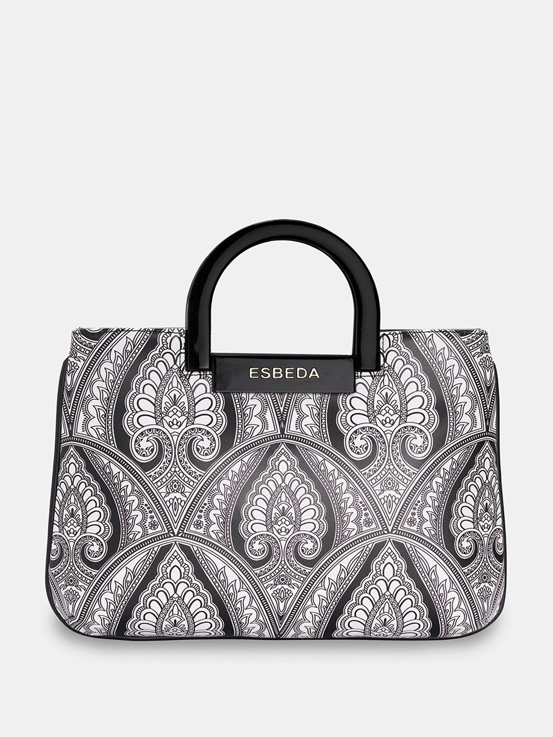 

ESBEDA Mandala Art Graphic Printed Oversized Structured Handheld Bag, Black