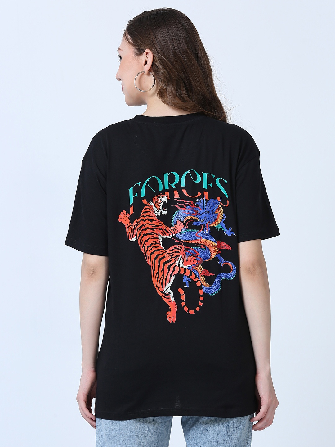 

SILISOUL Women Boyfriend Fit Pure Cotton Bio Finish T-Shirt, Black
