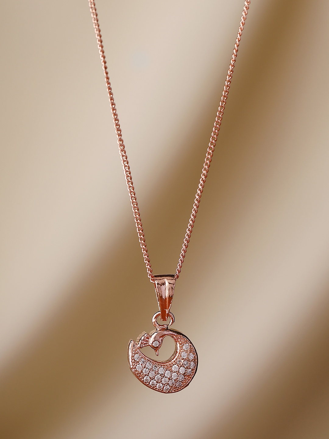

Priyaasi Rose Gold Plated AD-Studded Pendant With Chain