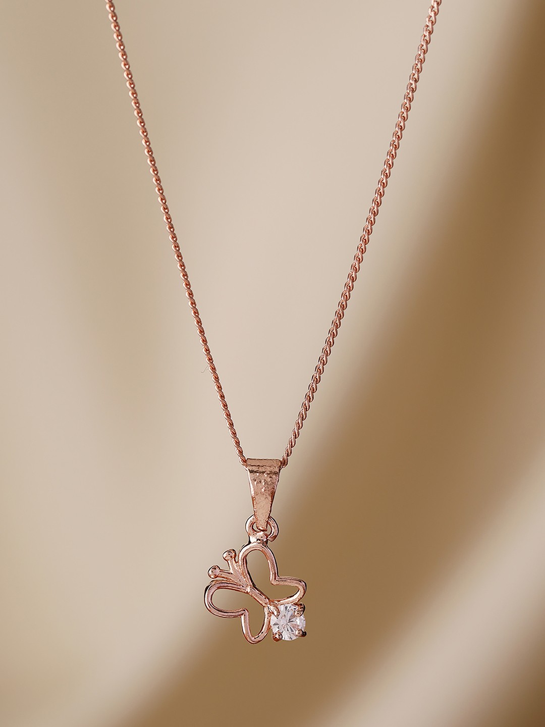 

Priyaasi Rose Gold Plated AD-Studded Pendant With Chain