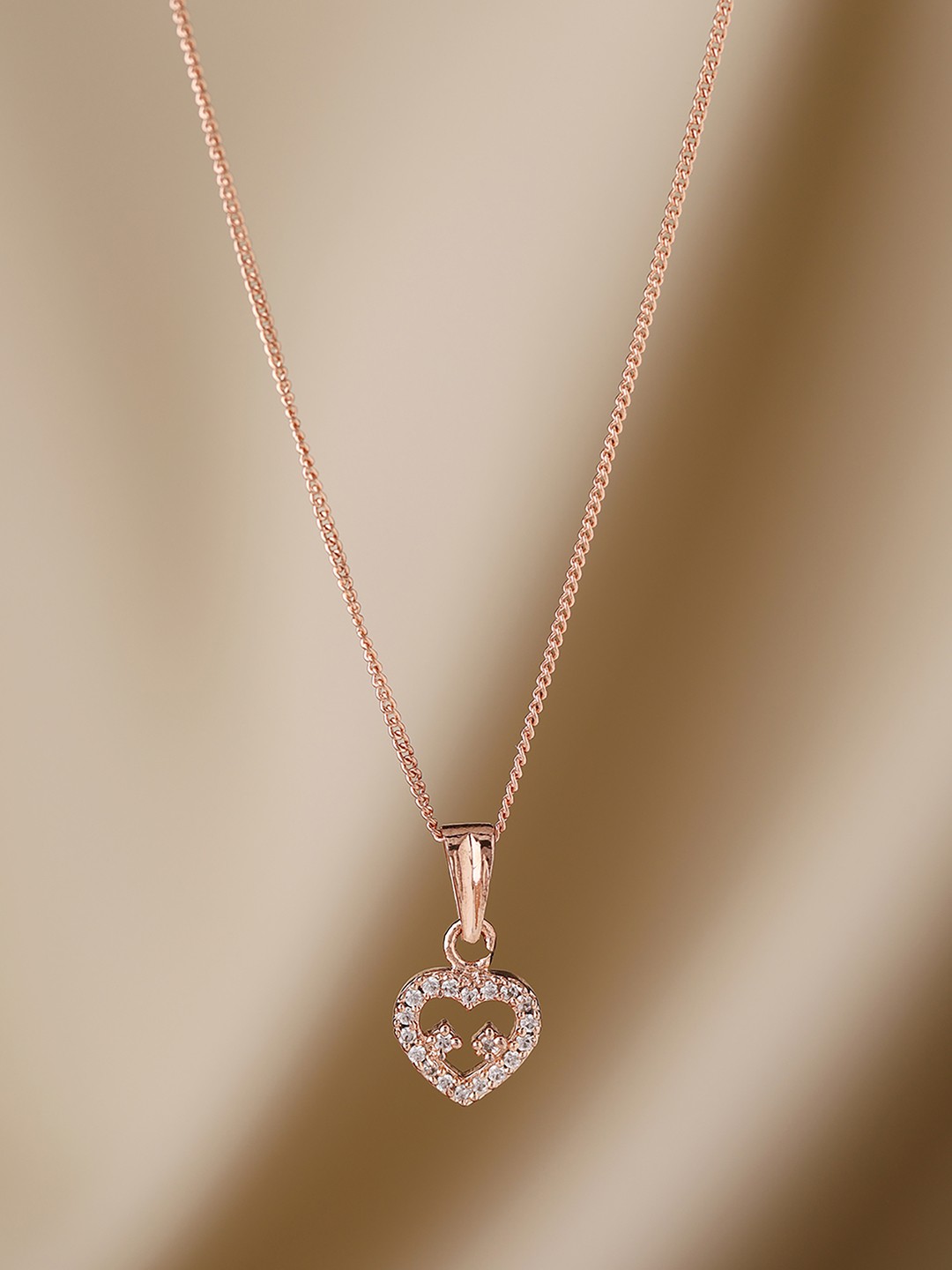 

Priyaasi Rose Gold Plated AD-Studded Pendant With Chain