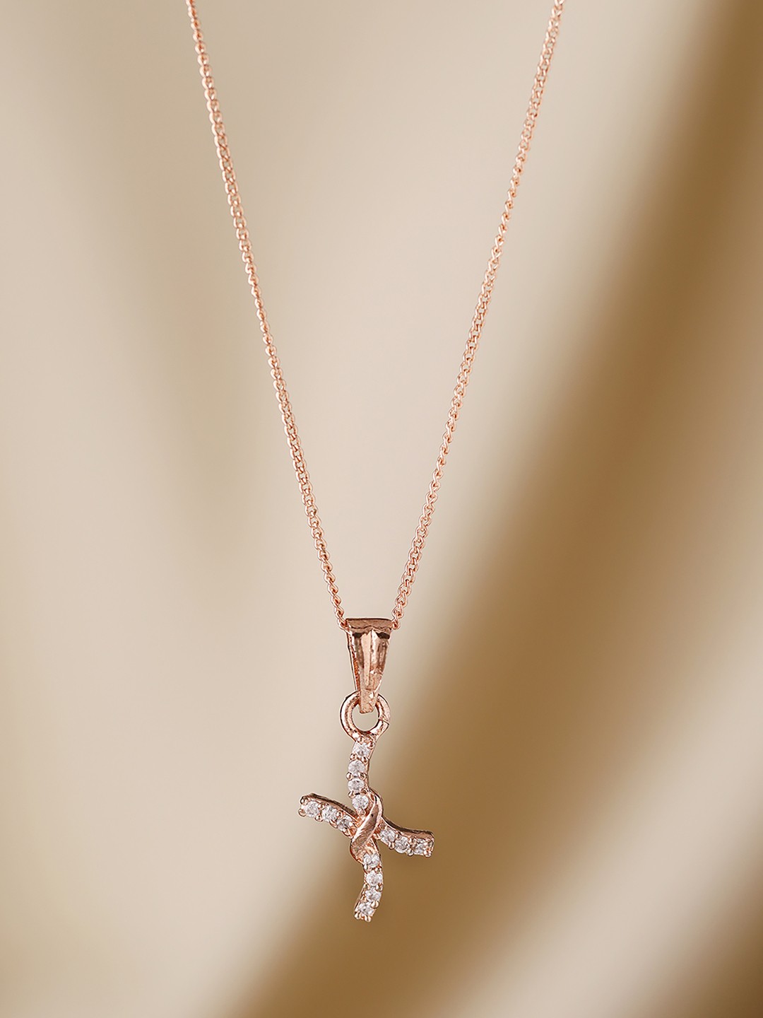 

Priyaasi Rose Gold Plated AD-Studded Pendant With Chain
