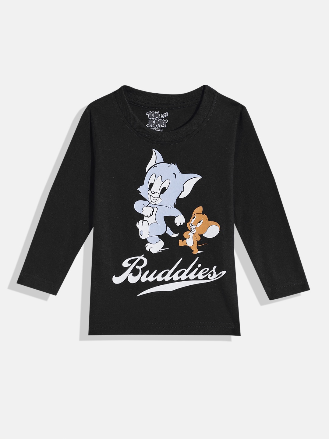 

Eteenz Boys Tom & Jerry Printed Round-Neck Rremium Cotton T-shirt, Black