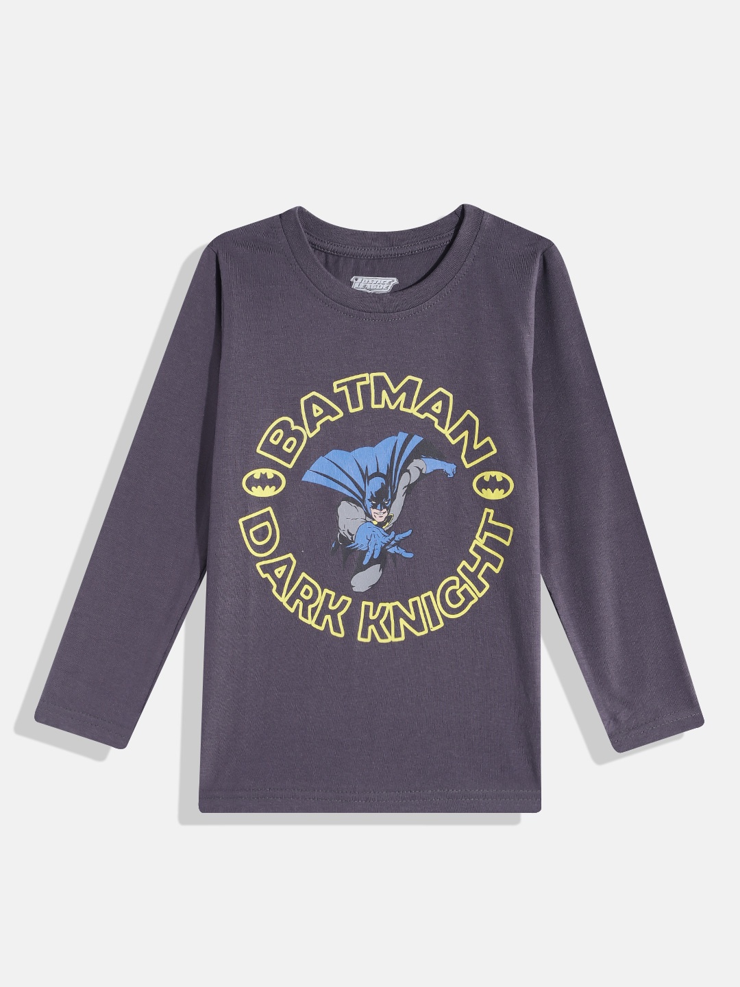 Eteenz Boys Batman & Typography Printed Round-Neck Rremium Cotton T-shirt, Grey