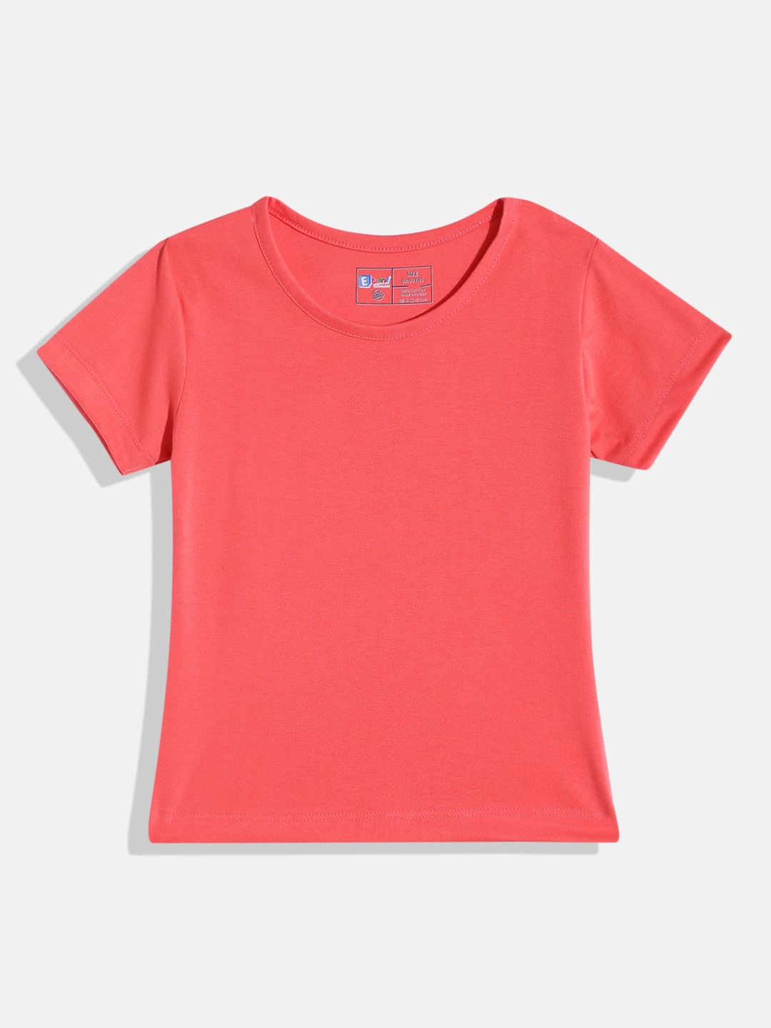 

Eteenz Girls Premium Cotton Round-Neck T-shirt, Coral