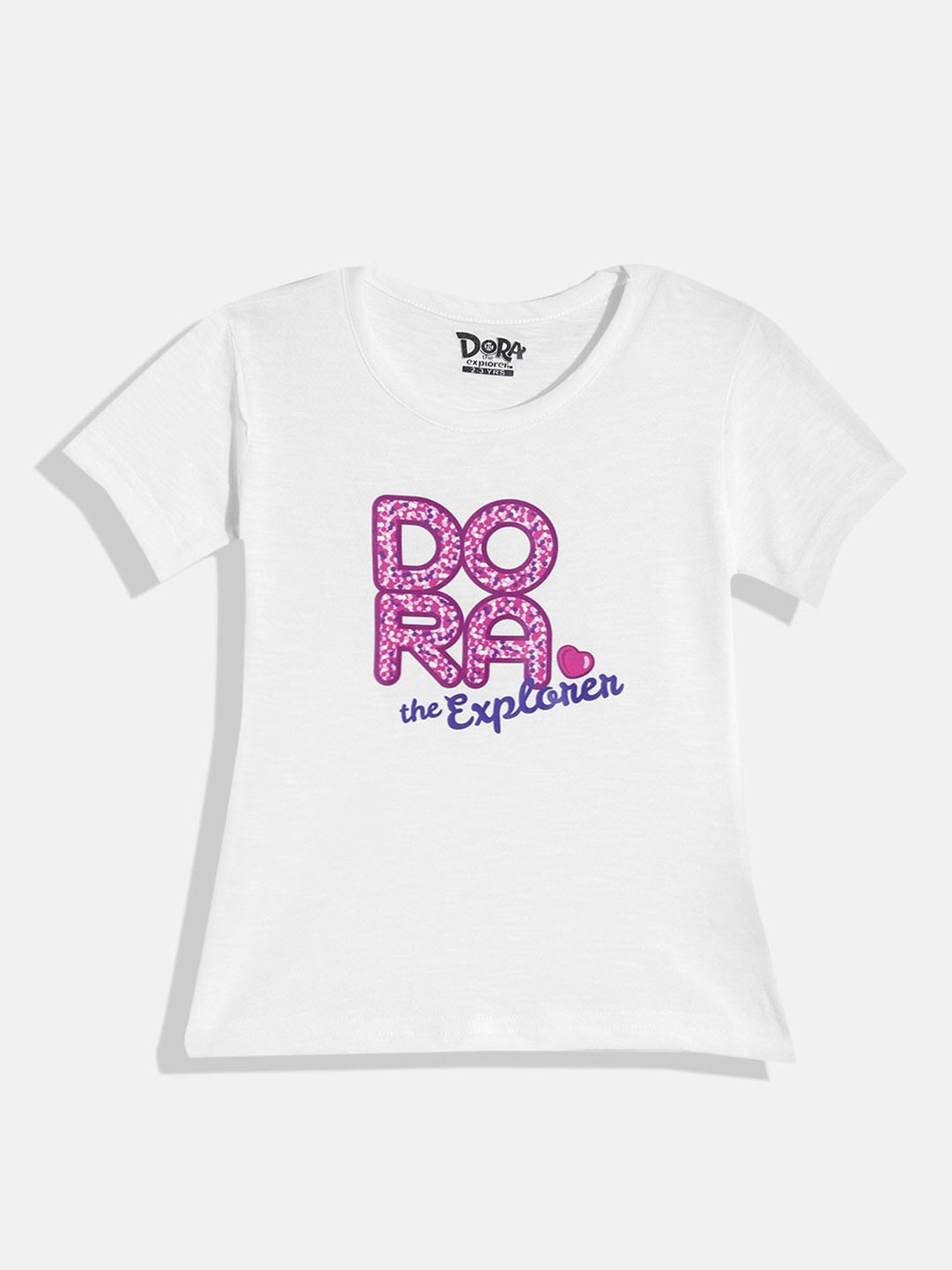 

Eteenz Girls Dora The Explorer Printed Premium Cotton Round-Neck T-shirt, White