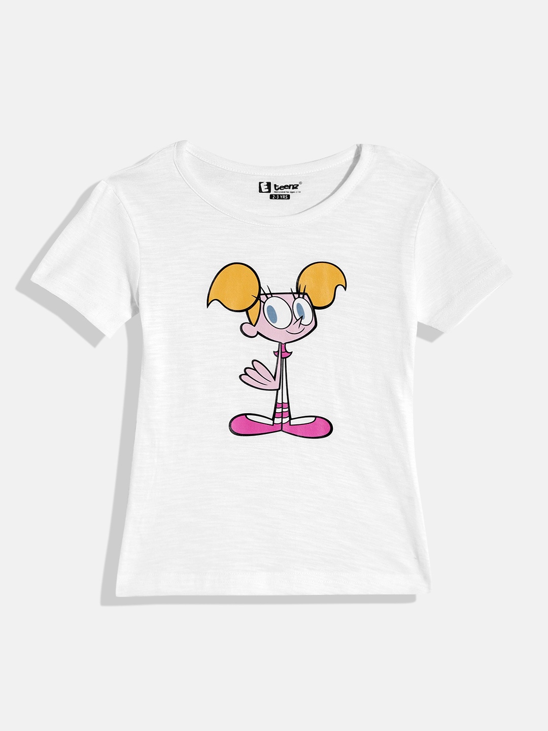 

Eteenz Girls Dexter Printed Premium Cotton Round-Neck T-shirt, White