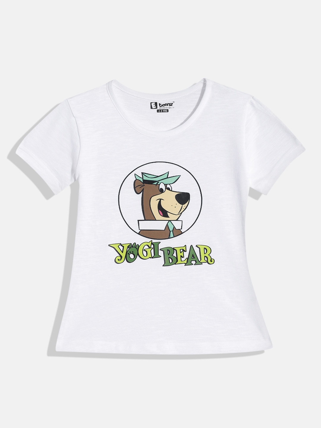 

Eteenz Girls Yogi Bear Printed Premium Cotton Round-Neck T-shirt, White