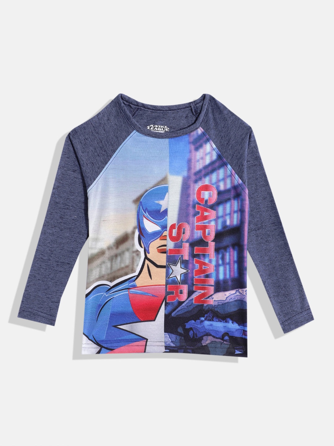 

Eteenz Boys Premium Cotton Captain Star Printed T-shirt, Grey