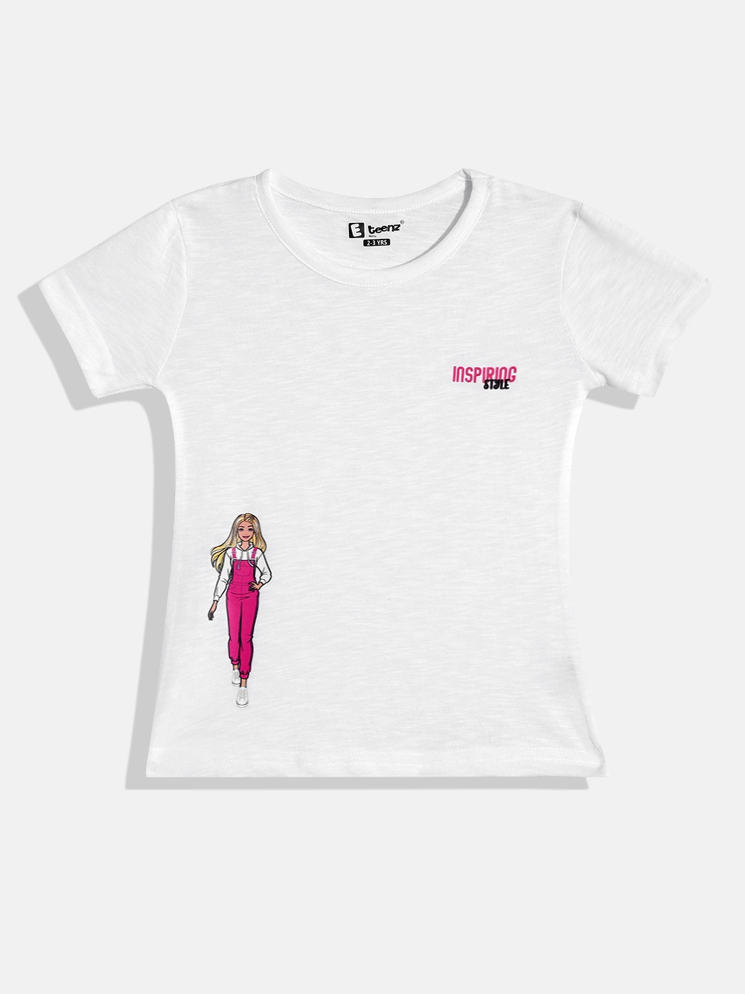 

Eteenz Girls Premium Cotton Barbie Printed T-shirt, White
