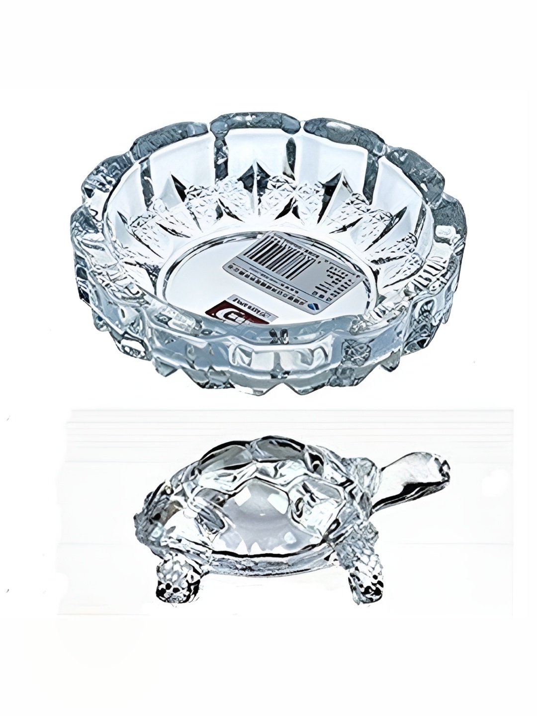 

Navyaksh Transparent Crystal Glass Turtle Plated Feng Shui Tortoise Plate Showpiece