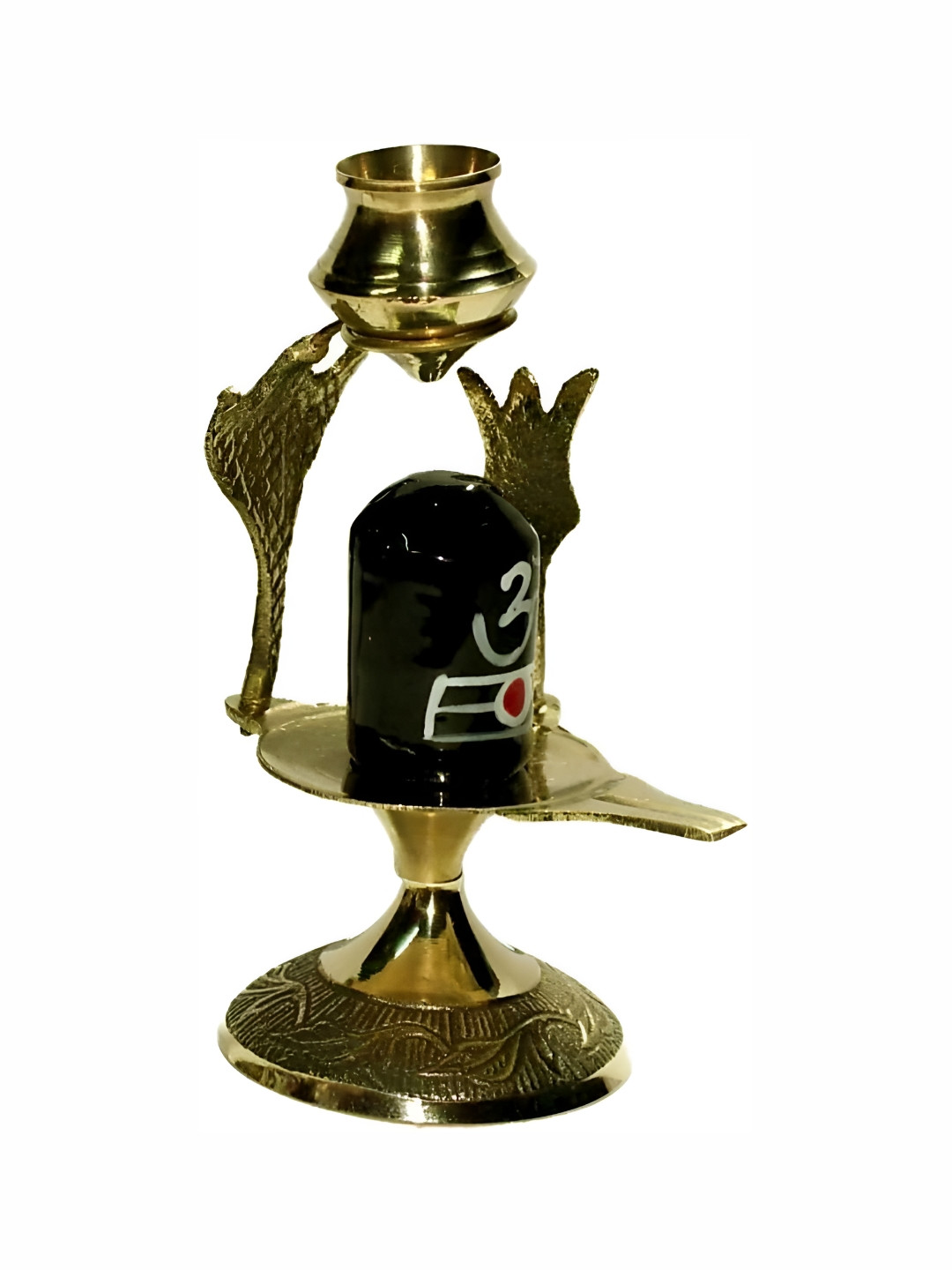 

Navyaksh Gold Toned & Black Brass Abhishek Patra With Trishul & Nag Showpiece