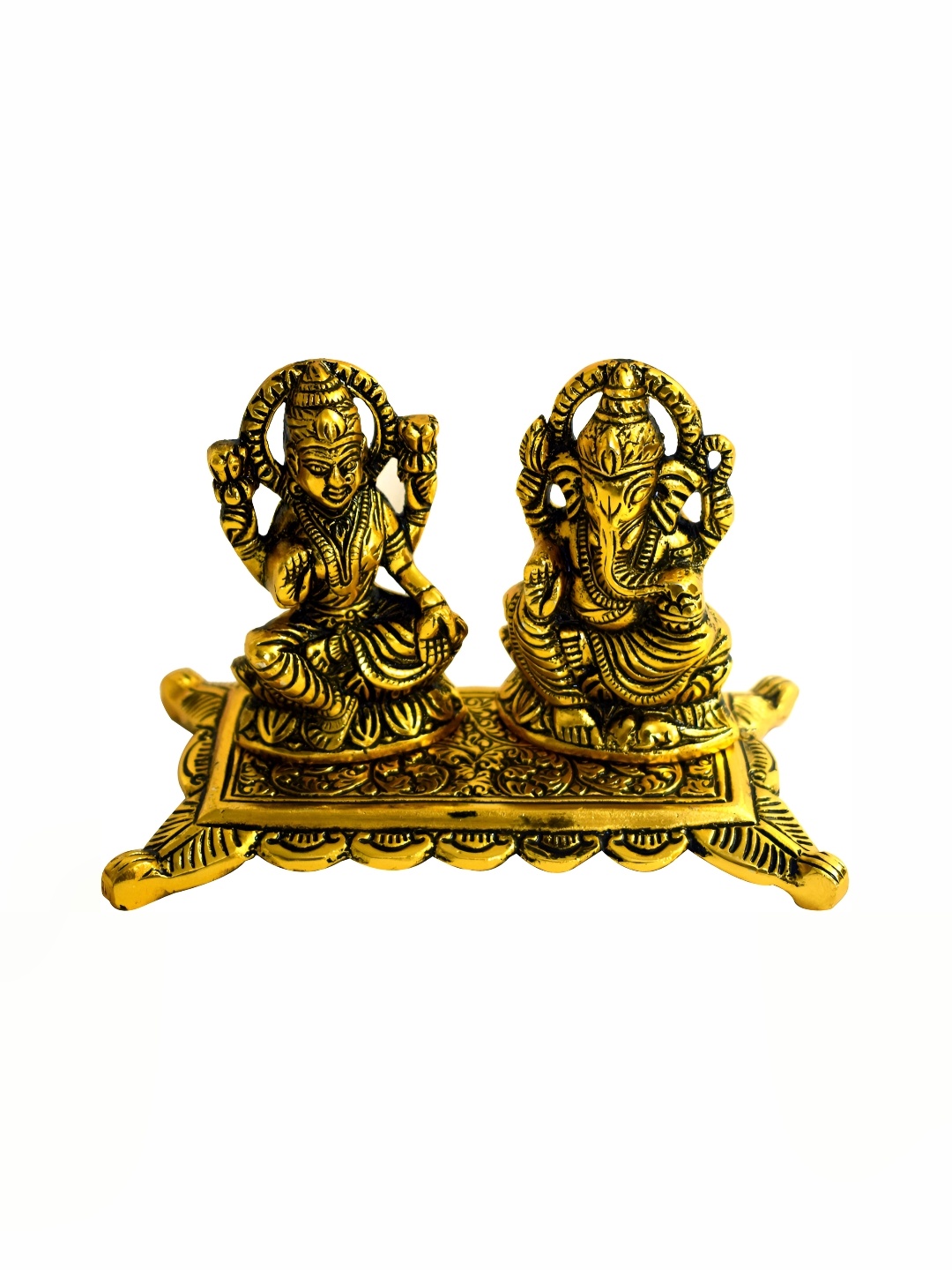 

Navyaksh Gold Toned Metal Laxmi ji & Ganesha Murti Decorative Showpiece