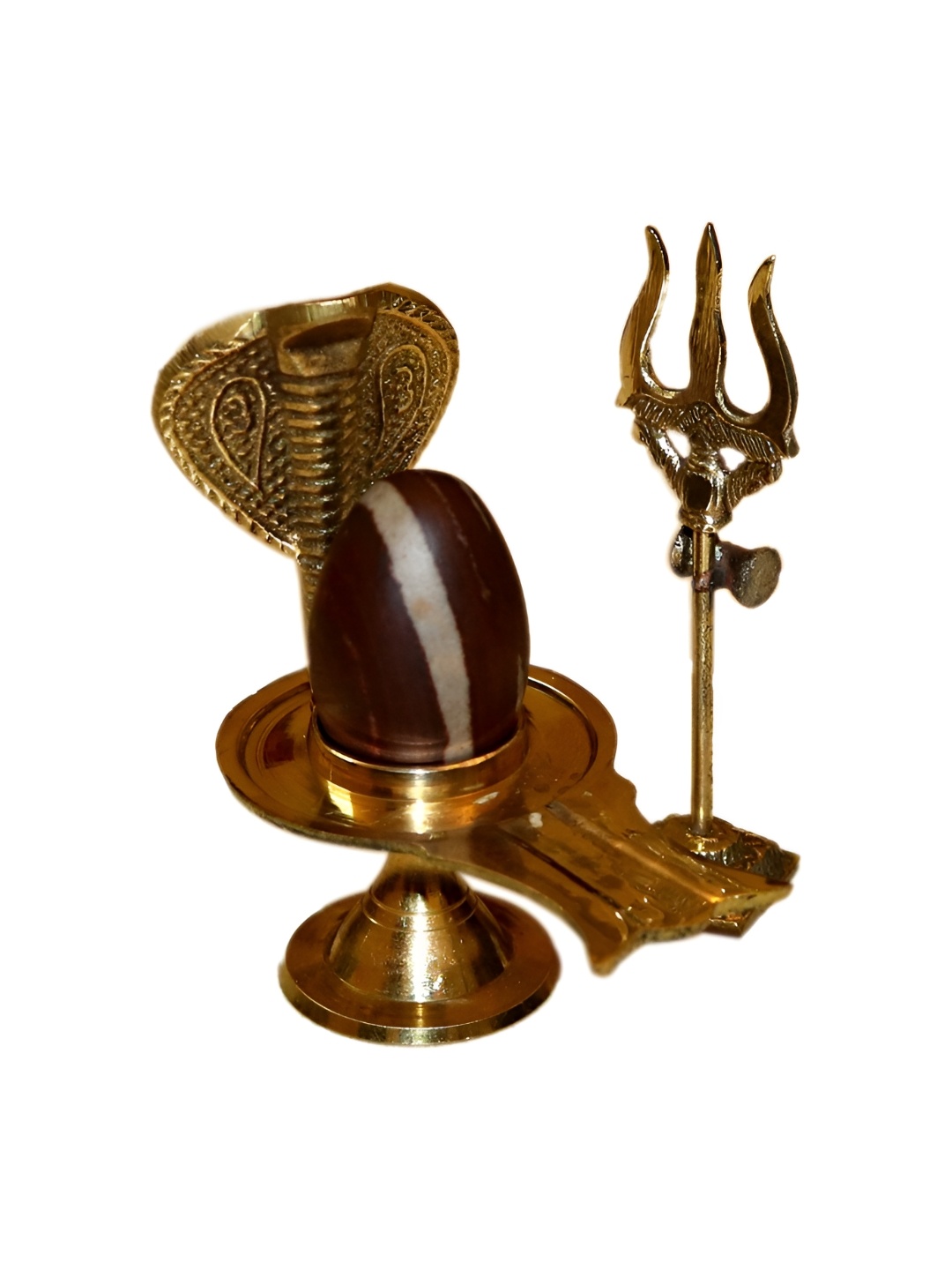 

Navyaksh Gold Toned Narmadeshwar Shiva Ling with Trishul Decorative Showpiece