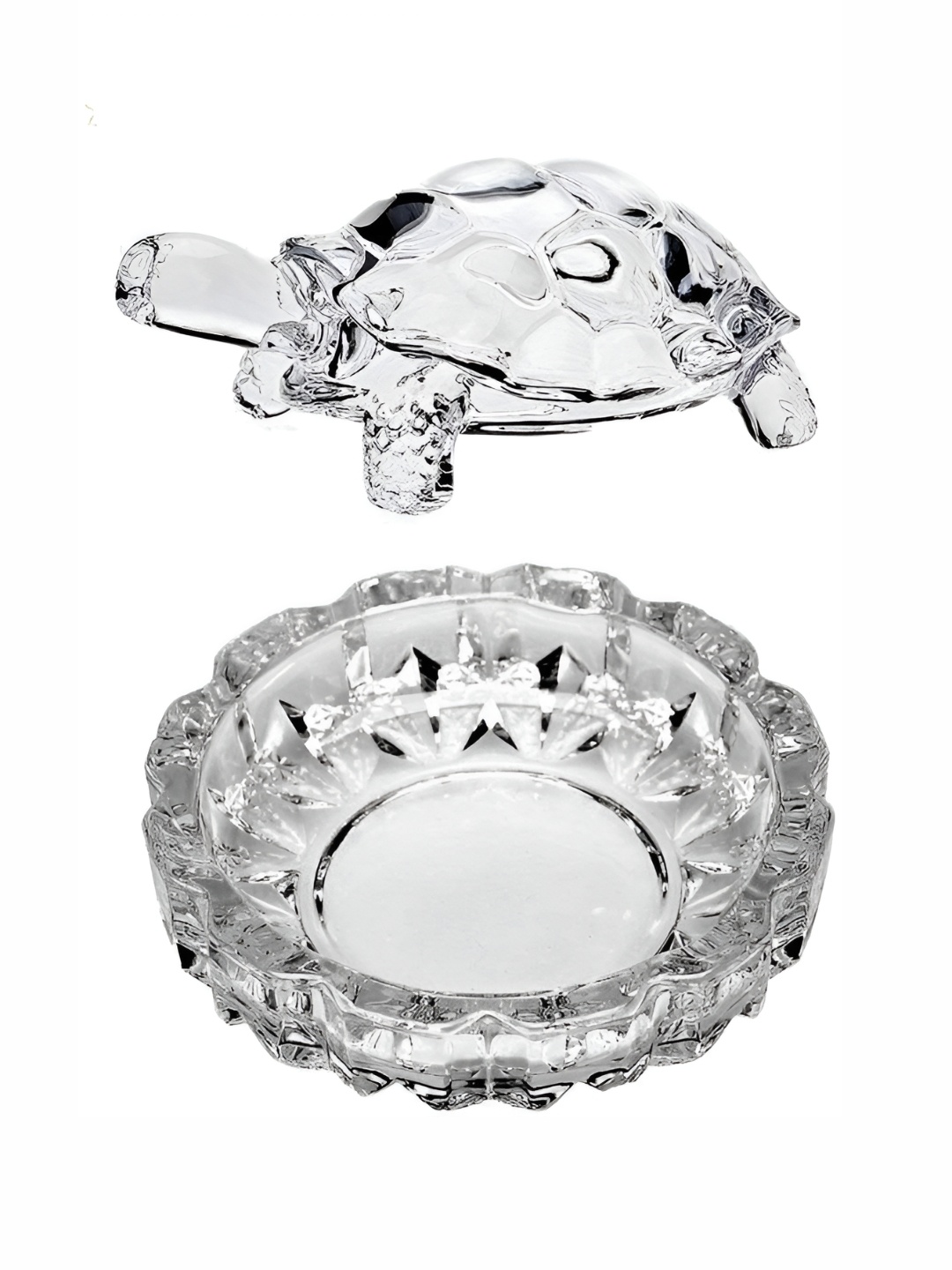 

Navyaksh Transparent Crystal Turtle Plate & Tortoise Religious Idol Showpiece