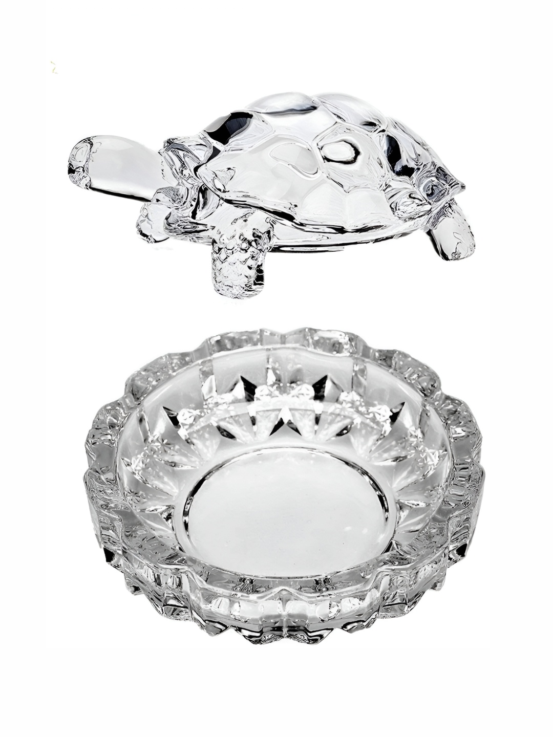 

Navyaksh Transparent Crystal Glass Turtle with Pond Pot Decorative Showpiece