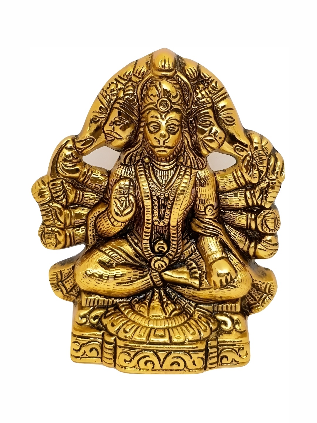 

Navyaksh Gold Toned Panchmukhi Hanuman ji Statue Showpiece