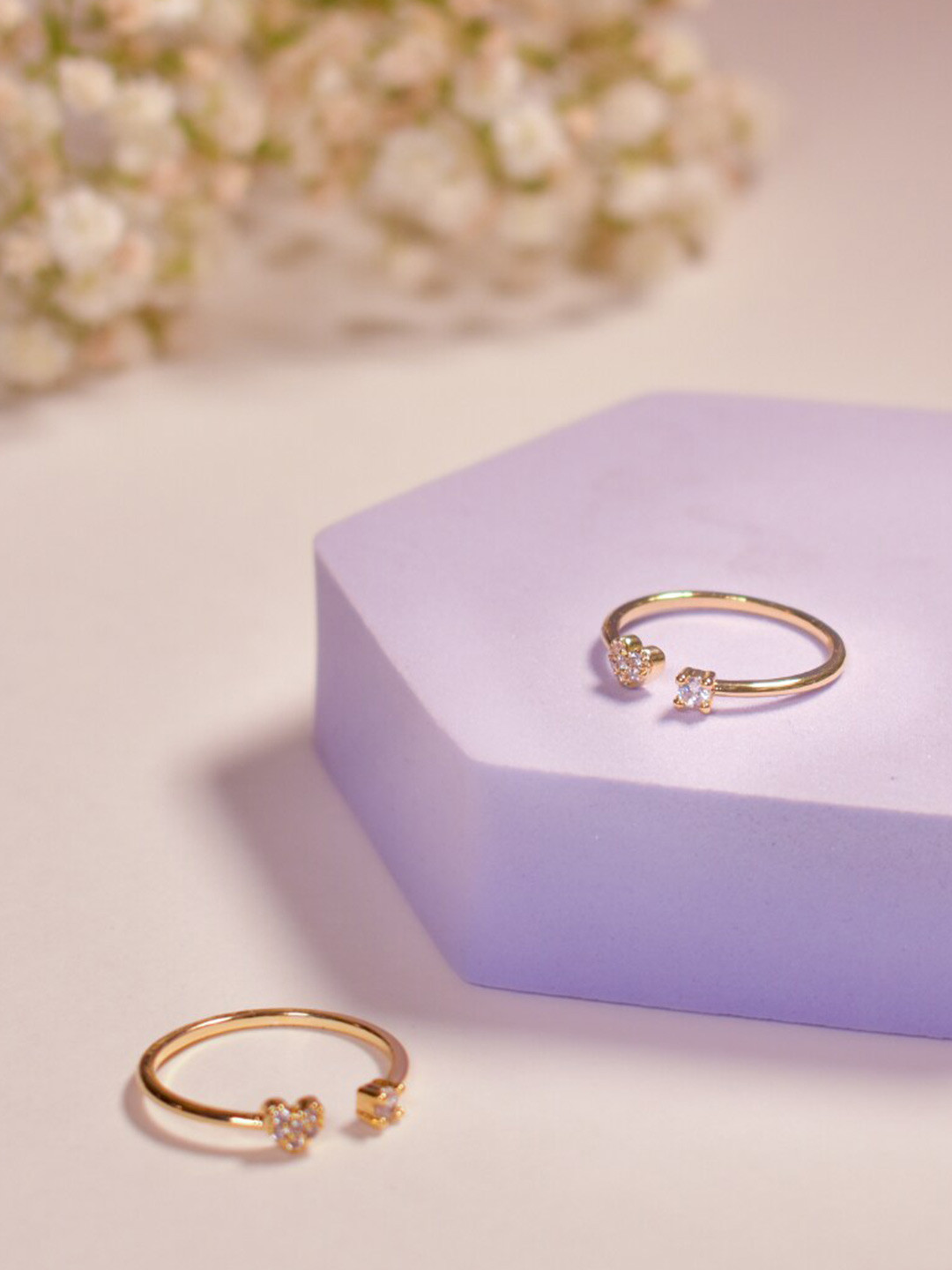 

SALTY Stone Studded Adjustable Finger Ring, Gold