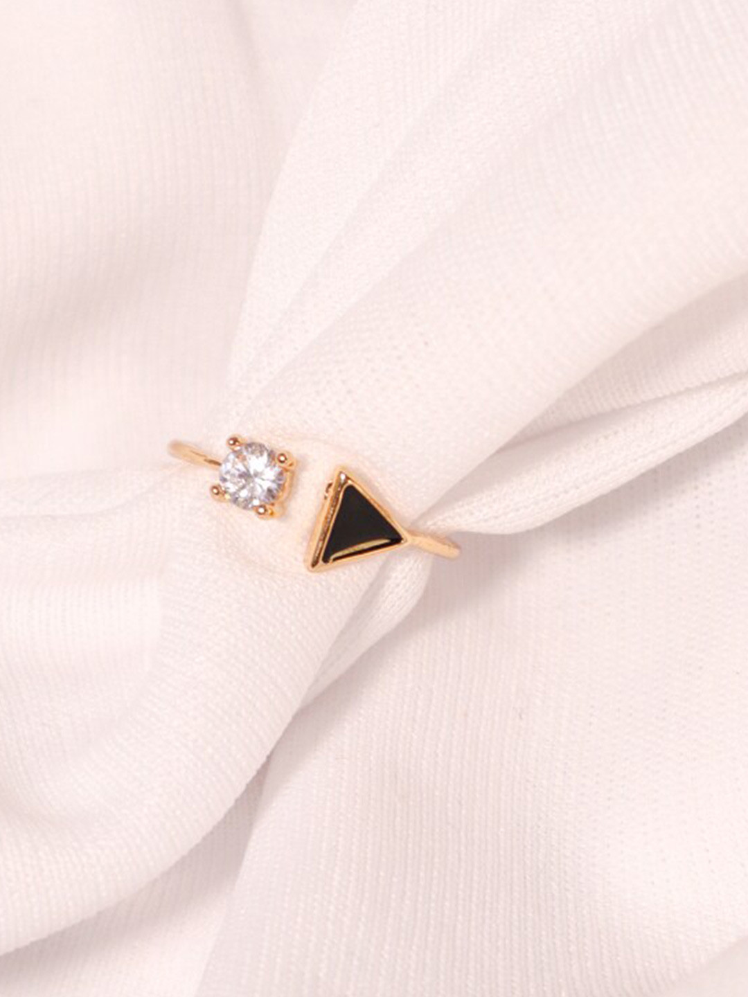 

SALTY Stone-Studded Adjustable Finger Ring, Gold