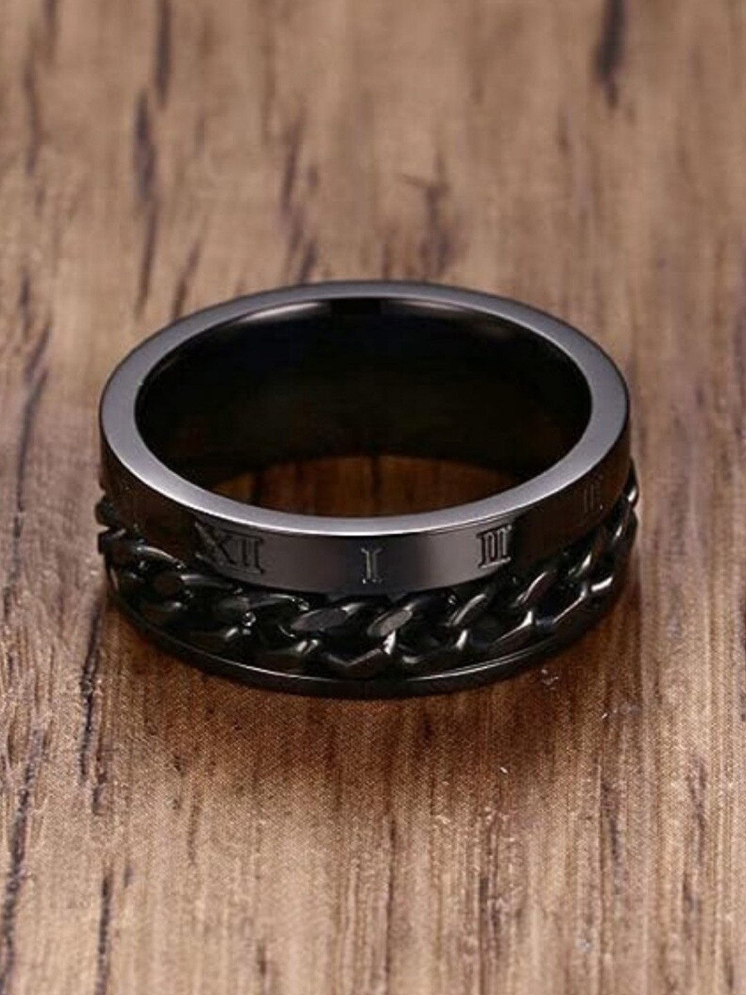 

SALTY Men Stainless Steel Finger Ring, Black