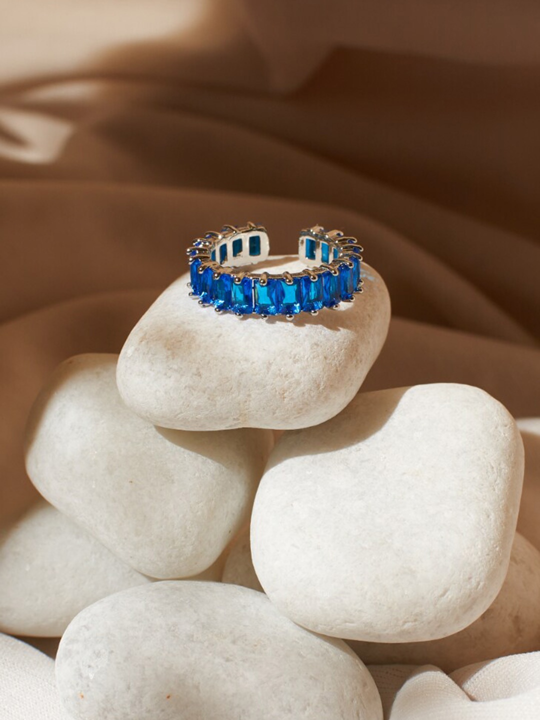 

SALTY Stone Studded Tennis Ring, Blue