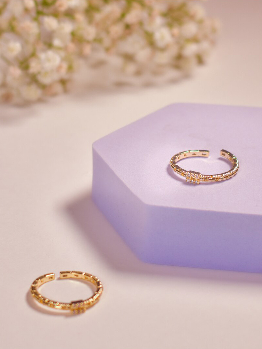 

SALTY Stones Studded Adjustable Finger Ring, Gold