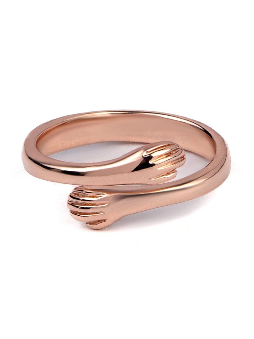 

SALTY Stainless Steel Hug Promise Detail Adjustable Ring, Rose gold