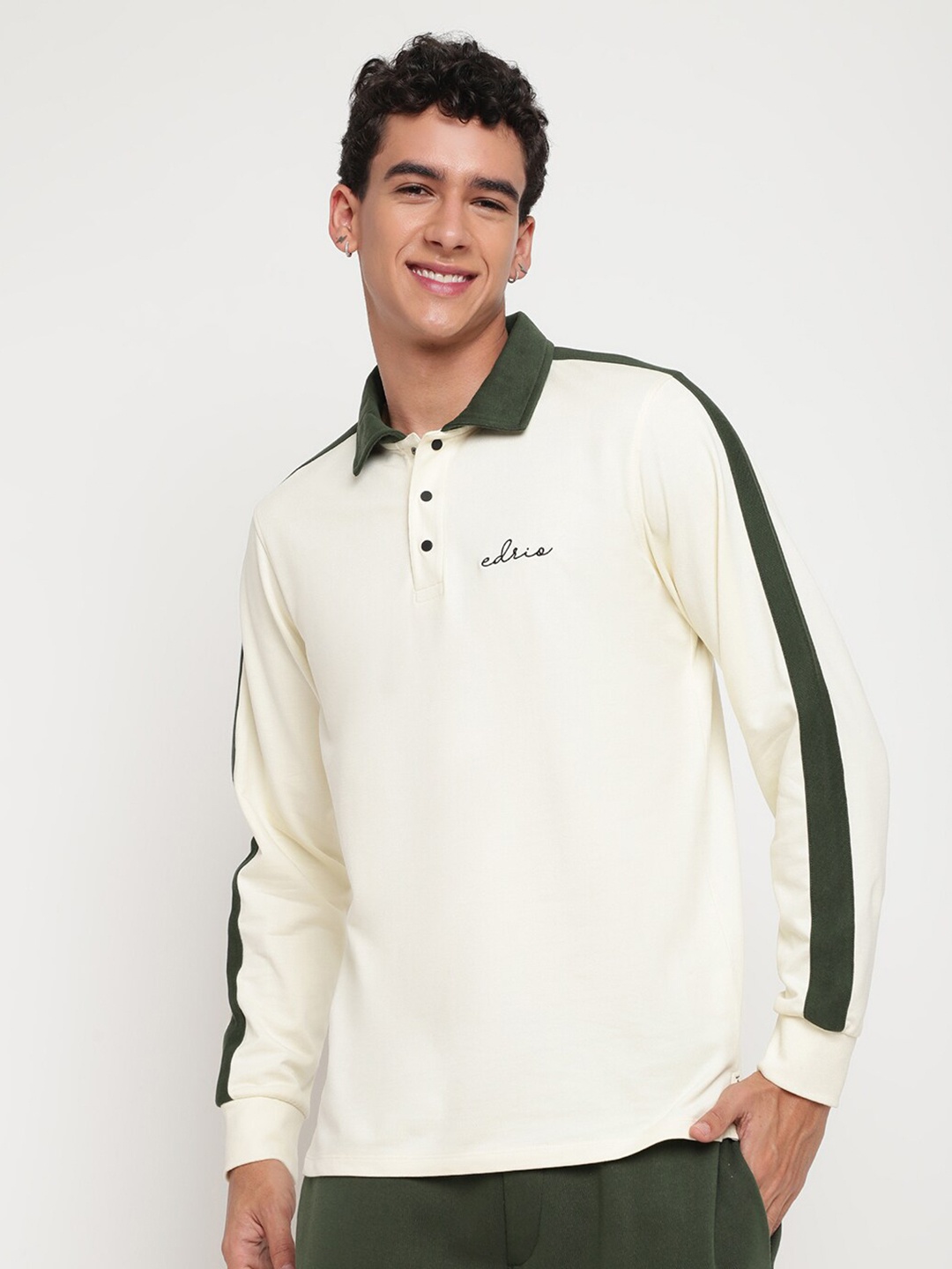 

EDRIO Polo Collar Cotton Casual T-shirt, Cream