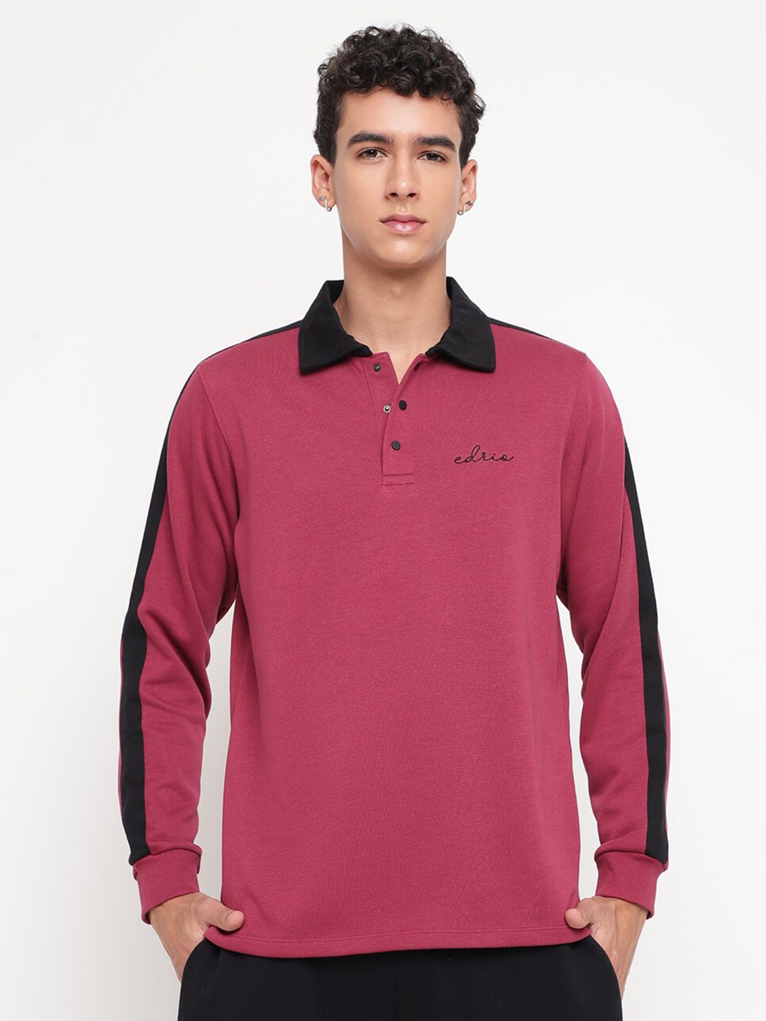 

EDRIO Polo Collar Cotton Casual T-shirt, Red