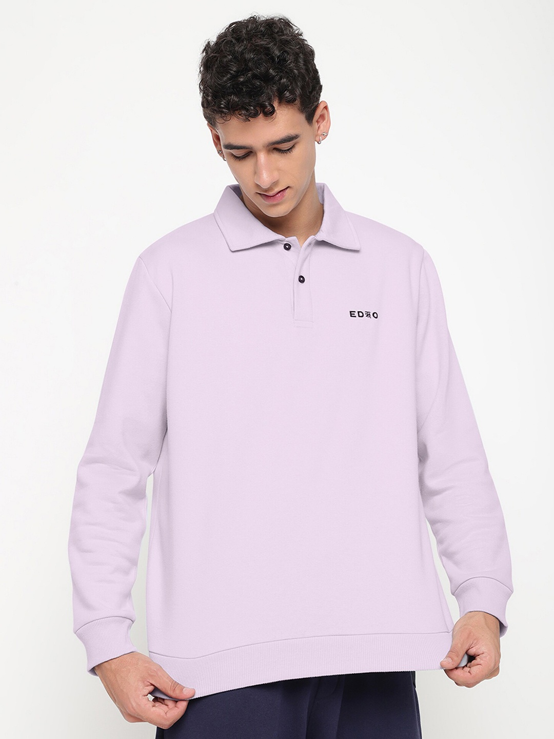 

EDRIO Polo Collar Cotton Casual T-shirt, Purple