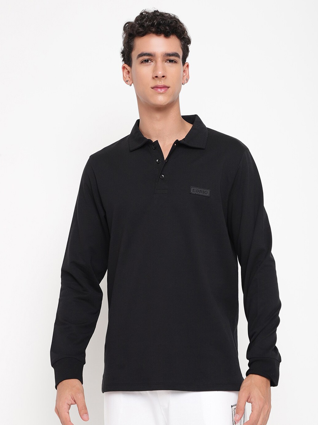 

EDRIO Polo Collar Cotton Casual T-shirt, Black