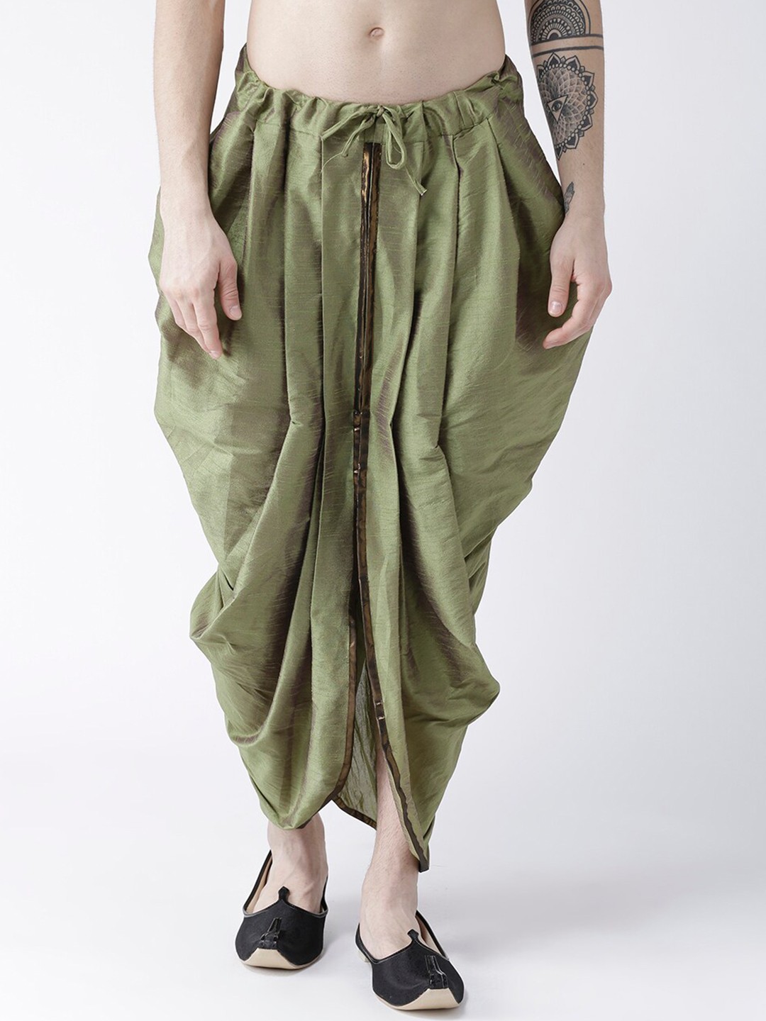 

DEYANN Men Dupion Silk Dhoti Pant, Green