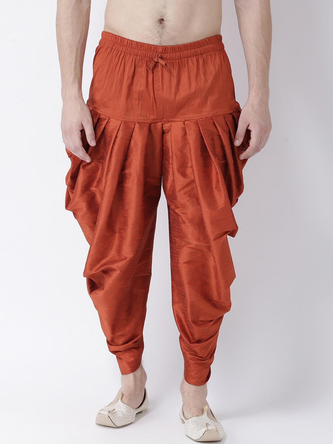 

DEYANN Men Dupion Silk Dhoti Pant, Orange