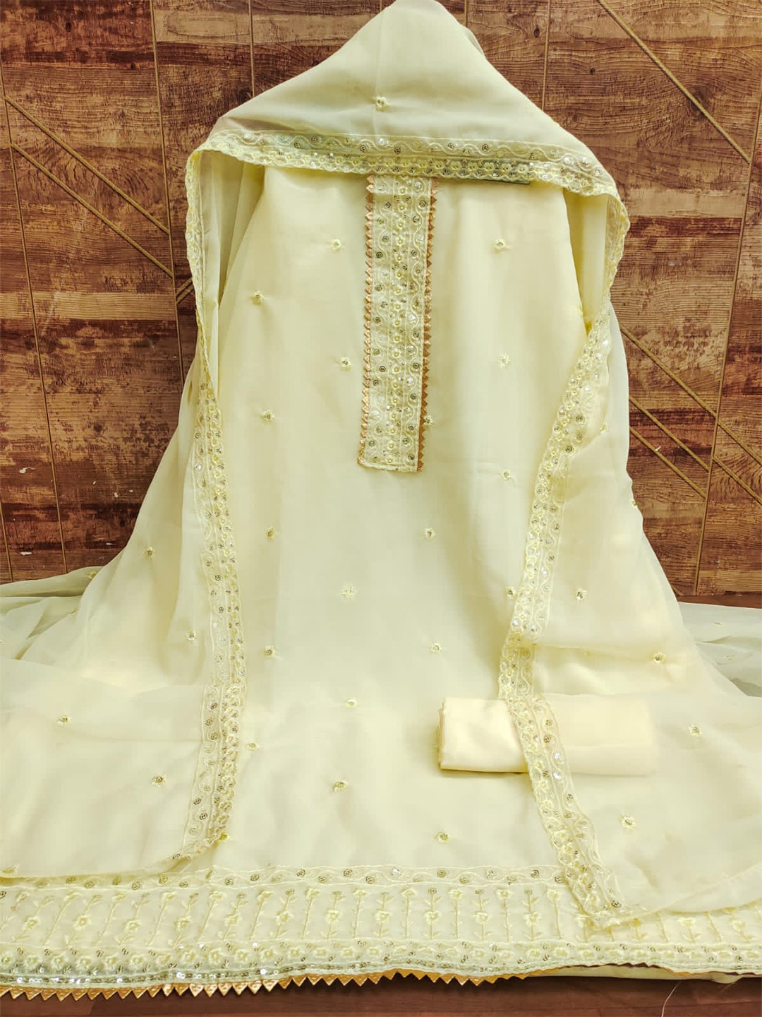 

ZEEPKART Embroidered Unstitched Dress Material, Yellow
