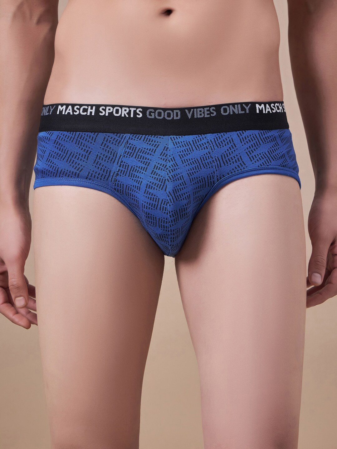 

Masch Sports Geometric Printed Anti Microbial Basic Briefs BRF-1-PRT-ET-BLU, Blue