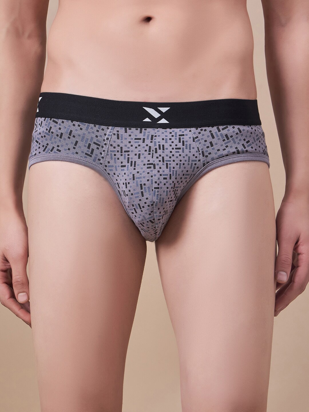 

Masch Sports Geometric Printed Anti Microbial Basic Briefs BRF-1-PRT-EI-GRY, Grey