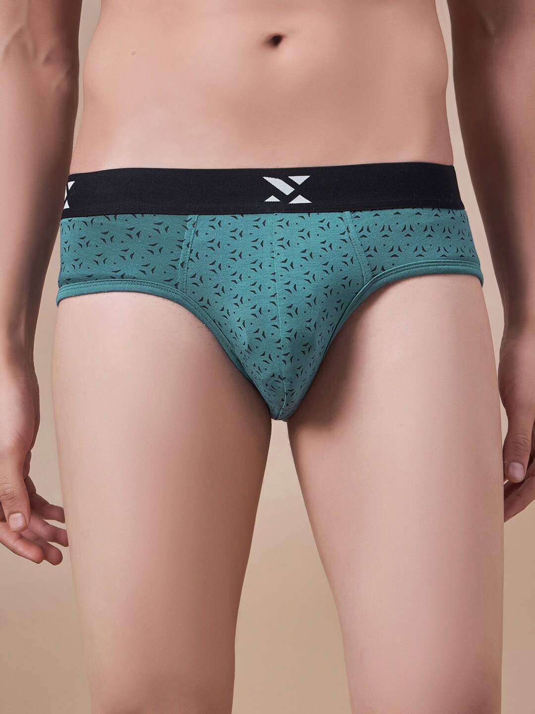 

Masch Sports Geometric Printed Anti Microbial Basic Briefs BRF-1-PRT-EI-GRN, Green