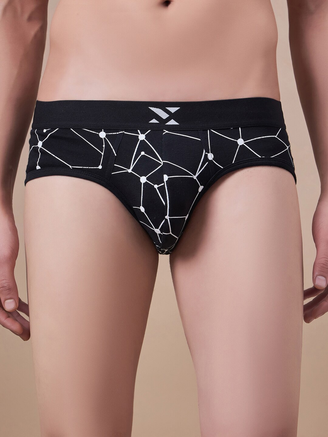 

Masch Sports Mid-Rise Geometric Printed Anti Microbial Basic Briefs BRF-1-PRT-EI-BLK, Black