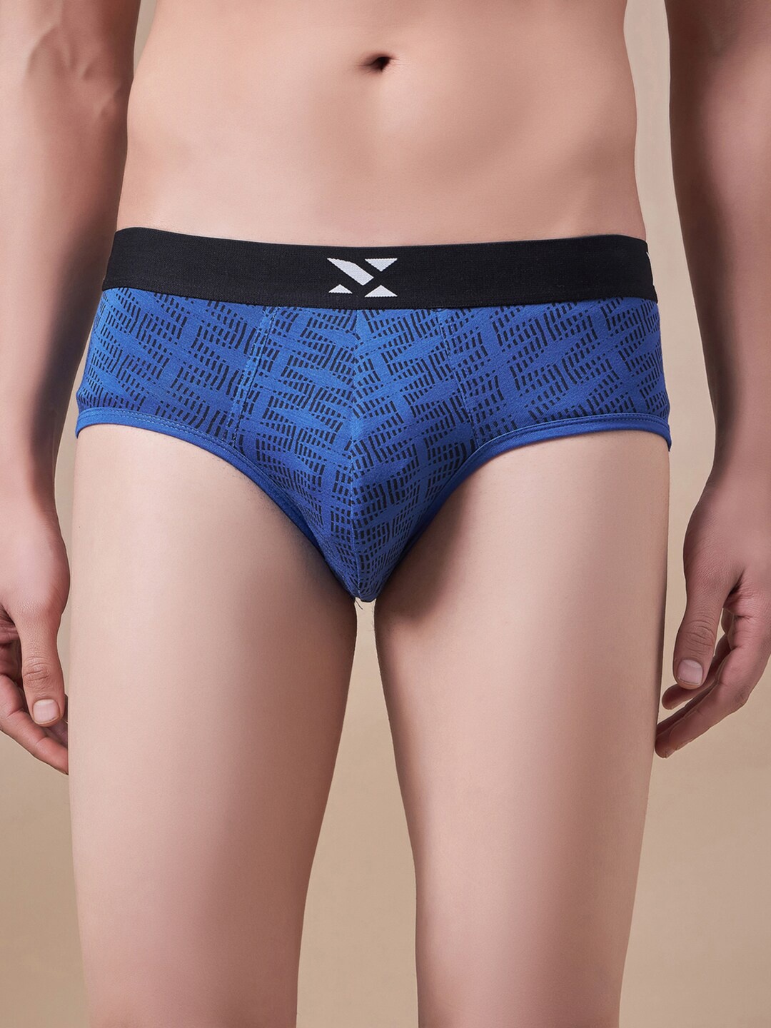 

Masch Sports Mid-Rise Geometric Printed Anti Microbial Basic Briefs BRF-1-PRT-EI-BLU, Blue