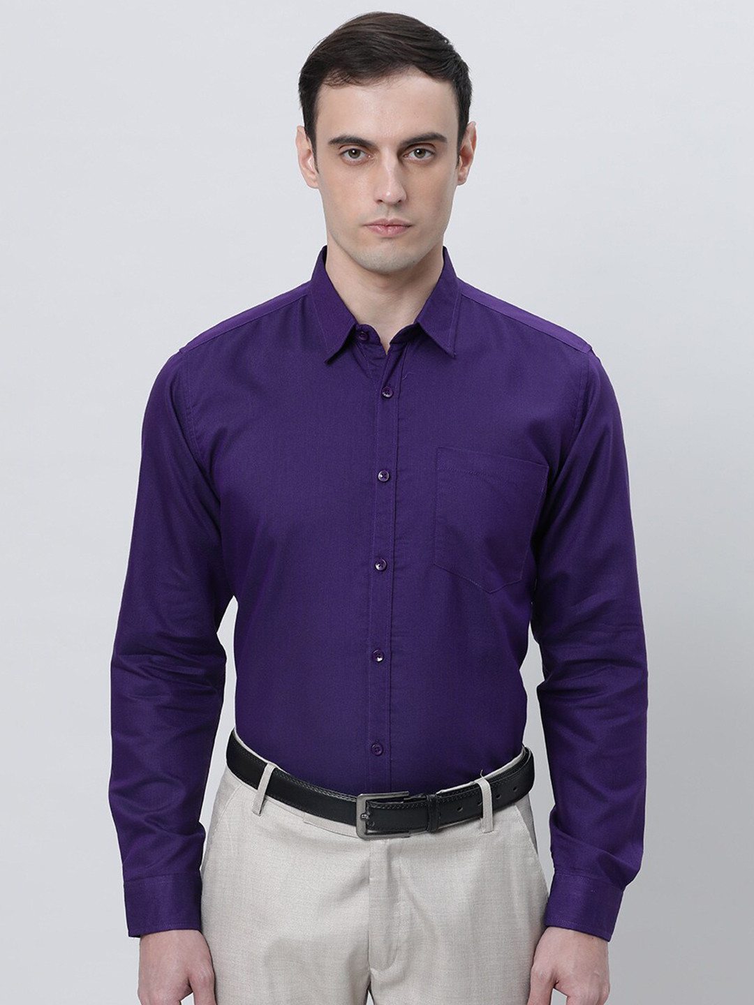 

THE SOUL PATROL Spread Collar Pure Cotton Opaque Formal Shirt, Violet