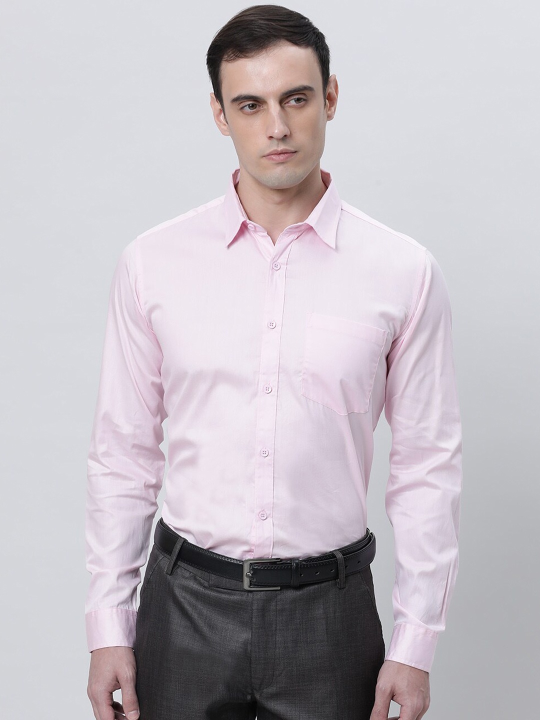 

THE SOUL PATROL Spread Collar Pure Cotton Opaque Formal Shirt, Pink