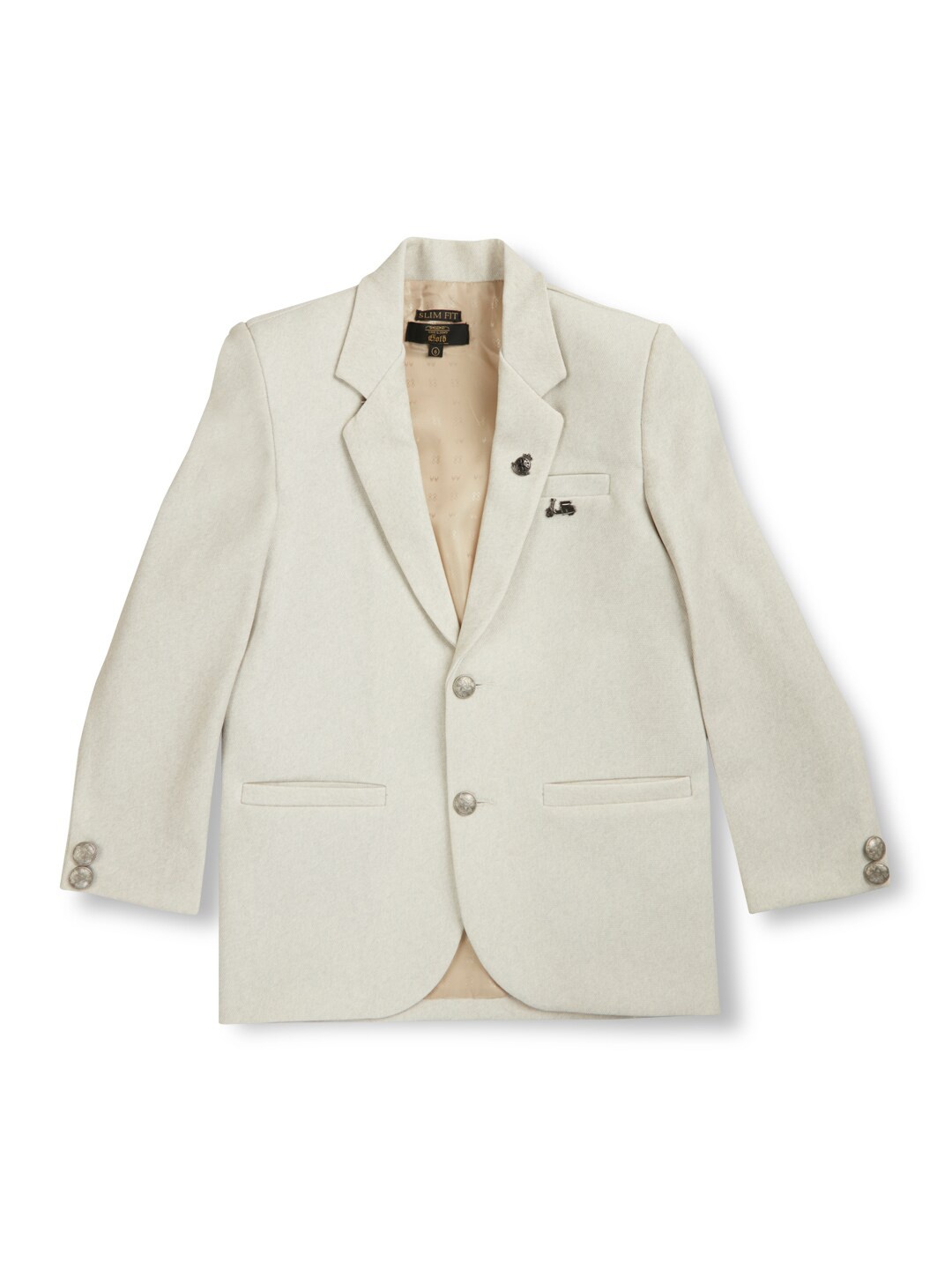 

Gini and Jony Boys Single Breasted Notched Lapel Collar Cotton Blazer, Off white