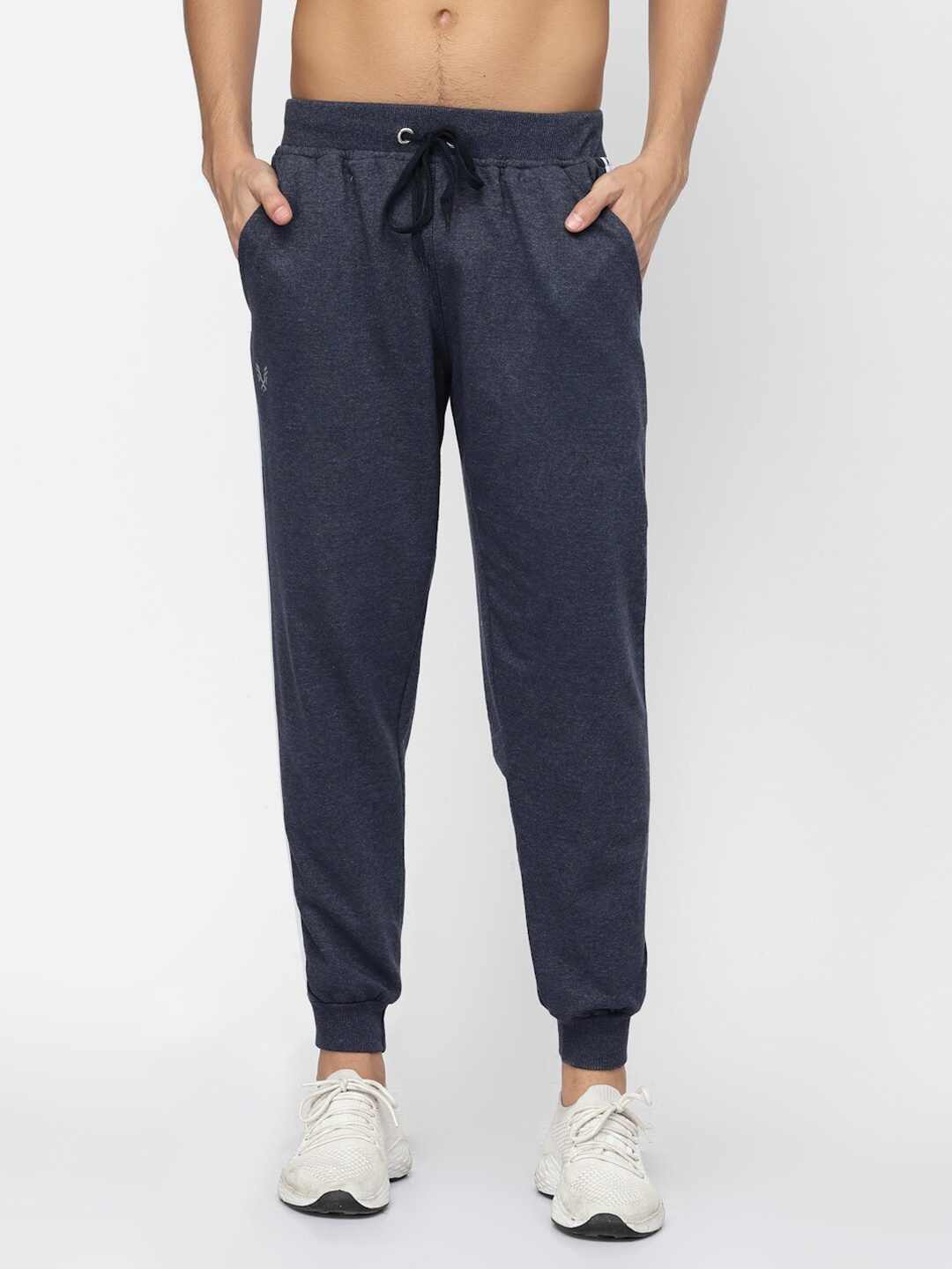 

UZARUS Men Side Panel Mid Rise Cotton Jogger, Navy blue