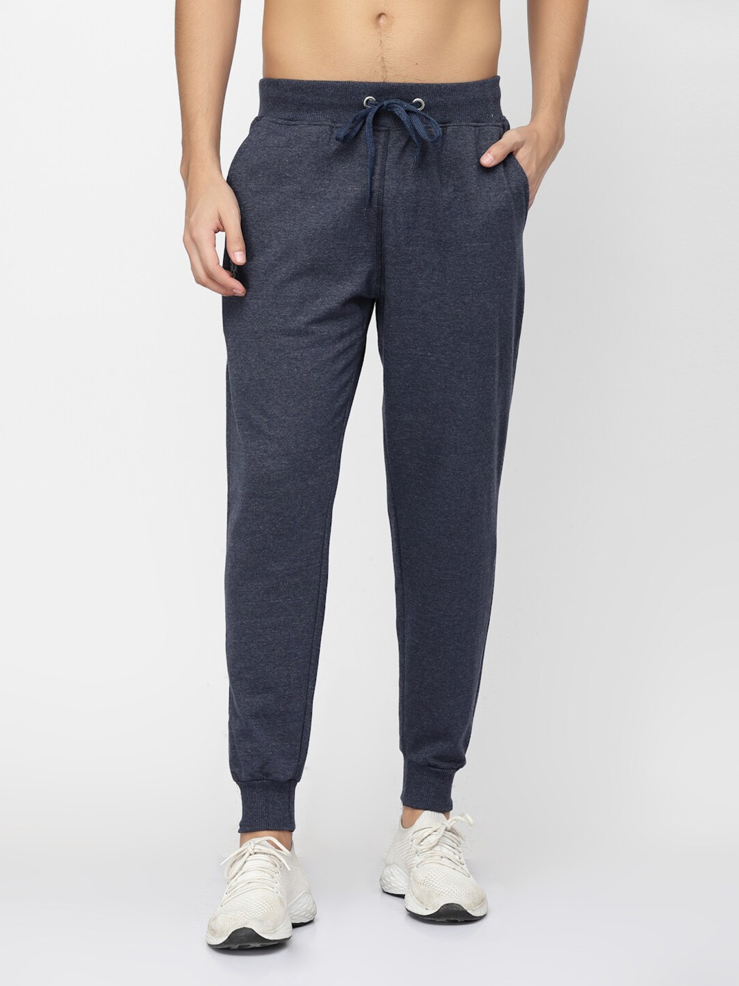 

UZARUS Men Cotton Brand Logo Details Sports Joggers, Navy blue
