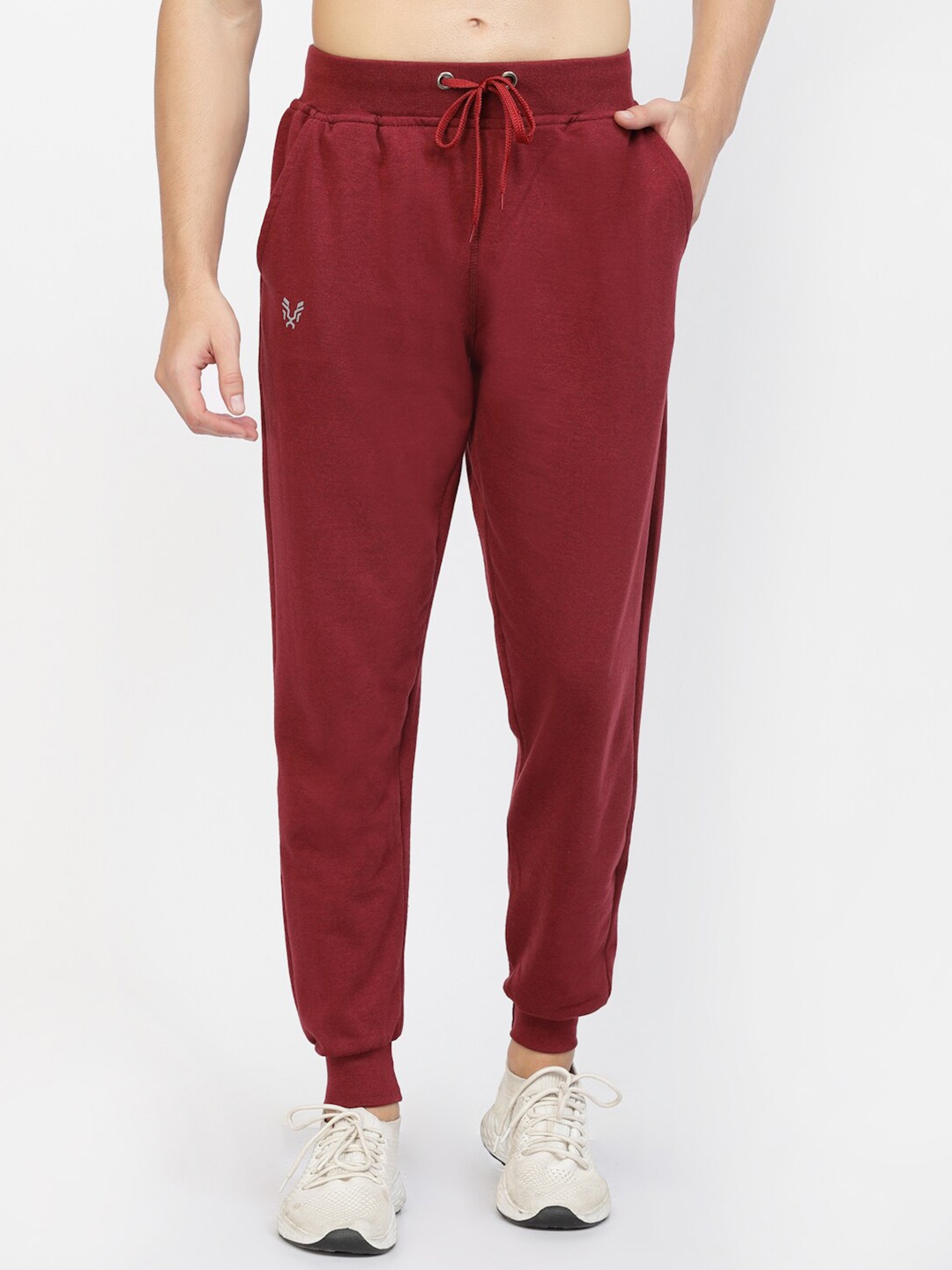 

UZARUS Men Cotton Mid Rise Sports Joggers, Burgundy